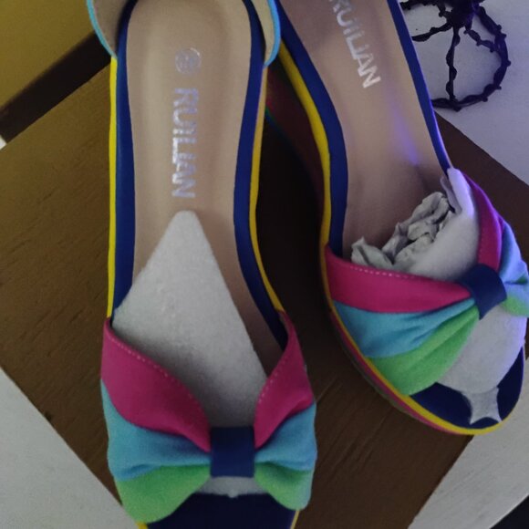 Colorblock Platform Wedge Sandals – RUILIAN Size 8.5 / EU 40 - Picture 5 of 5